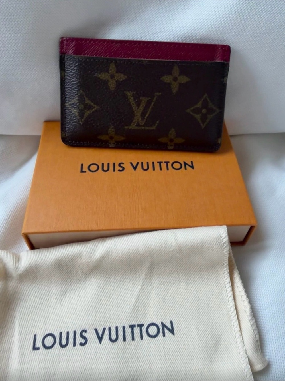 Louis Vuitton Monogram Card Holder with Plum Trim